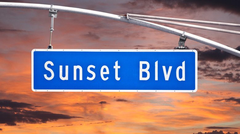 a sign for LA's Sunset Blvd.