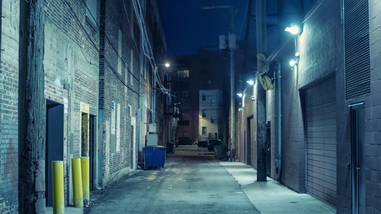 dark city alley at night