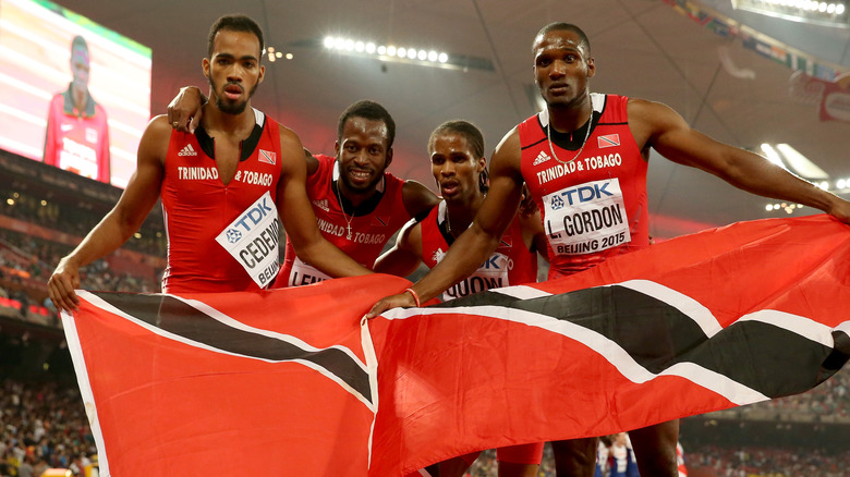 Deon Lendore and teammates in Beijing 