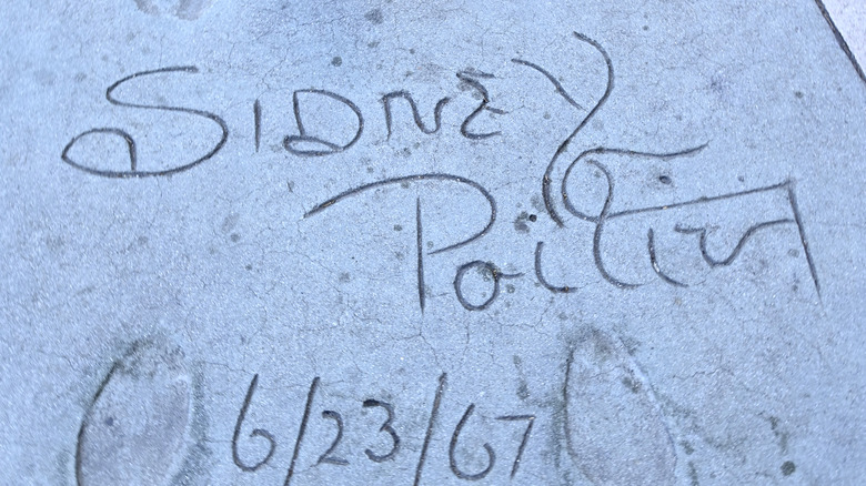 Sidney Poitier's signature in cement