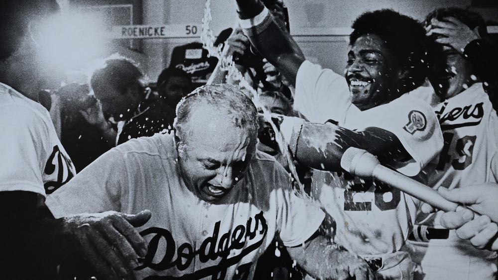 Tommy Lasorda celebrates