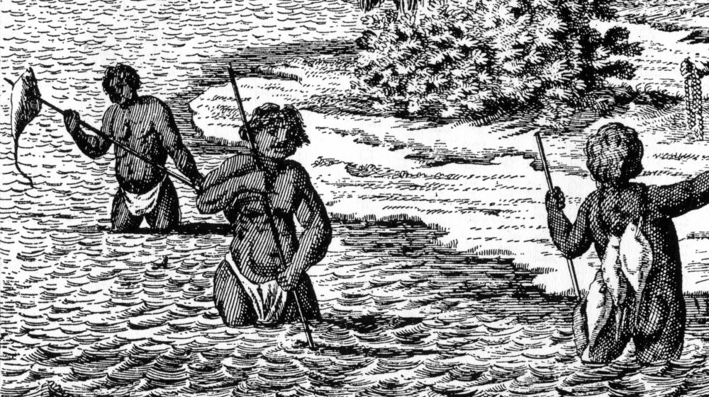 Illustration of Khoisan people fishing