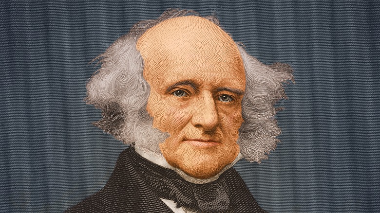 Martin Van Buren portrait smiling grey wavy hair