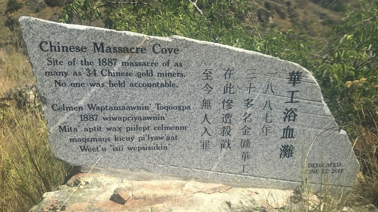 Chinese Massacre Cove memorial stone