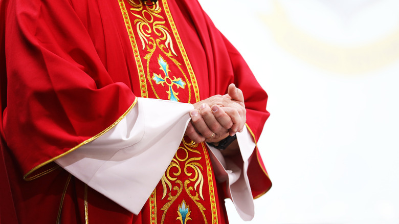 Catholic priest wearing a chasuble