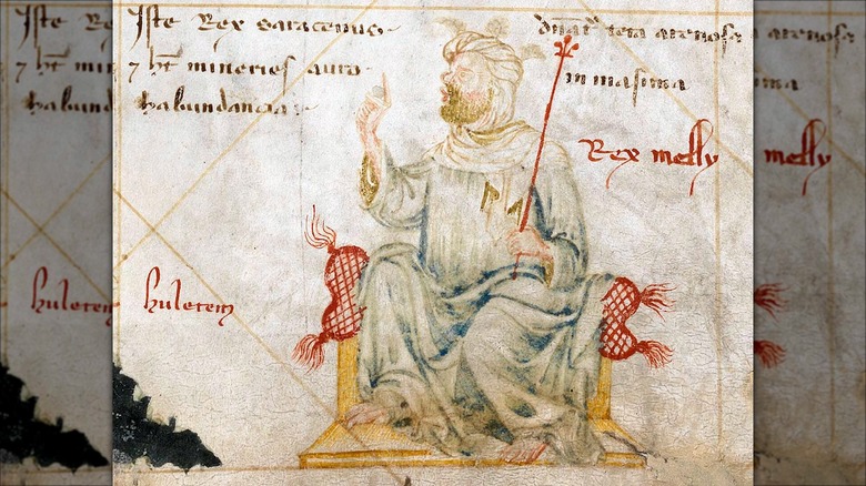 Drawing of Mansa Musa on an old map