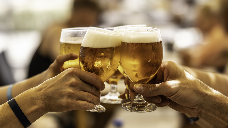 Friends toasting beer glasses