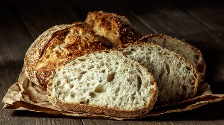 bread cut into slices  