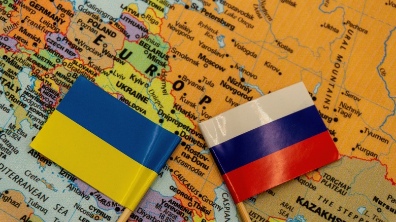 Map showing Ukraine and Russia