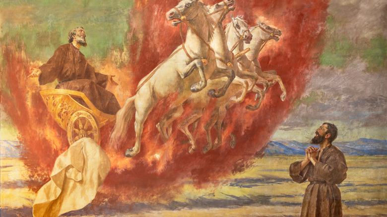 painting of elijah riding a flaming chariot 