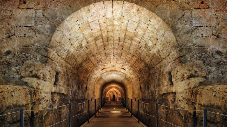 an underground tunnel with walkway 