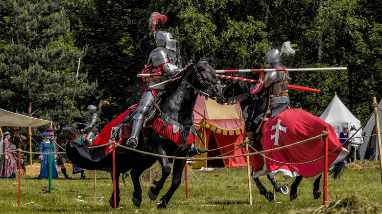 Knights jousting