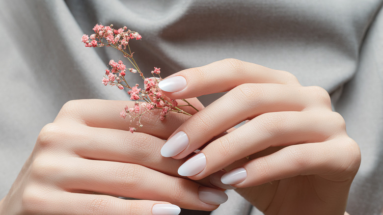 hands holding flower