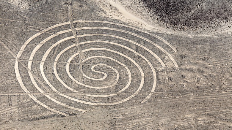 Ariel view of circular Nazca lines