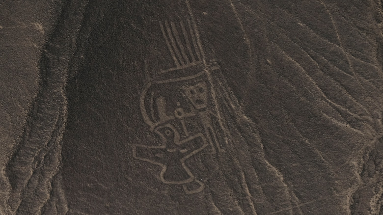 Man with a bird image in the Nazca lines