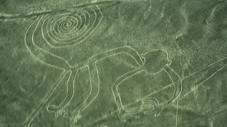 A monkey-shaped Nazca geoglyph