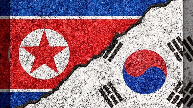 North Korea and South Korea flags