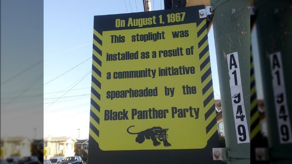 Black Panther stoplight sign