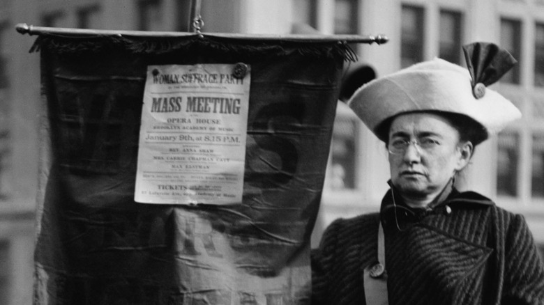 Suffrage activist advertises meeting 