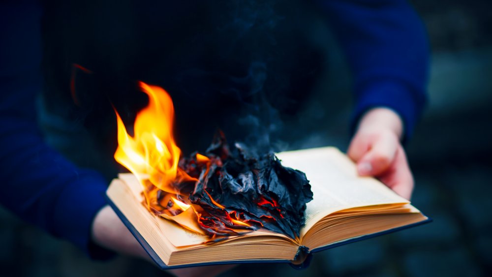 A bible on fire