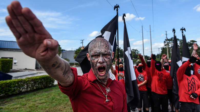 Neo-Nazi giving Hitler salute