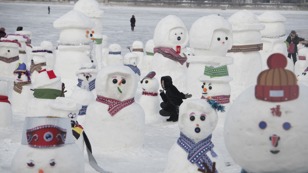 A whole lot of snowmen built in Harbin, China, in 2019