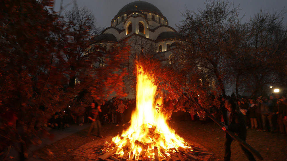 Yule log burning ceremony