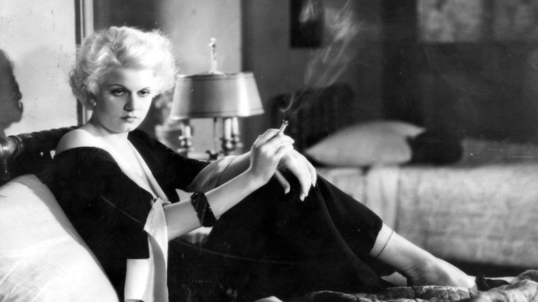 Jean Harlow smoking cigarette