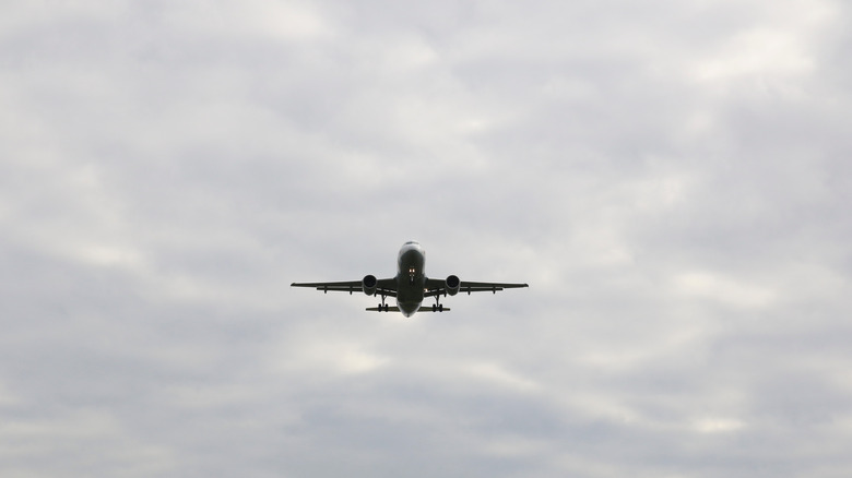 Commercial aircraft in flight