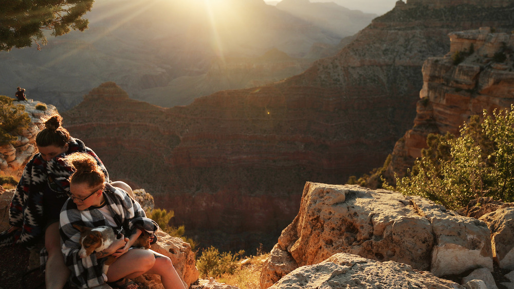 south rim of the Grand Canyon with hikers