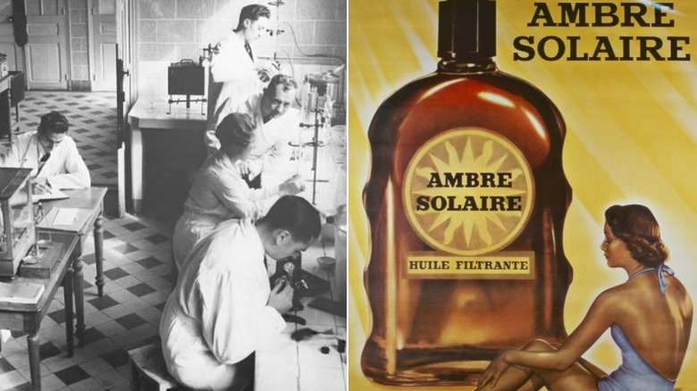 L'oreal chemists working, first sunscreen ad with woman