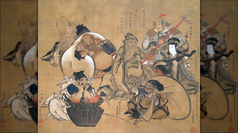 seven lucky gods sitting together