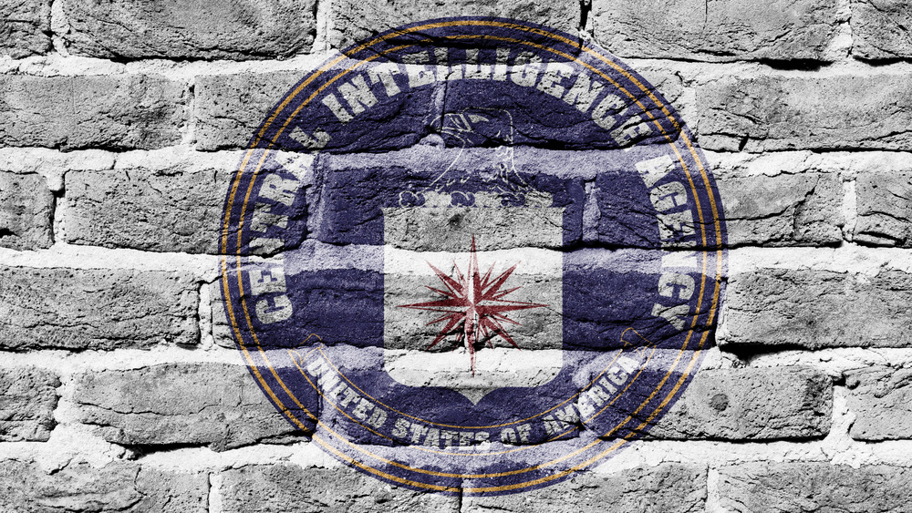 Central Intelligence Agency logo on brick wall