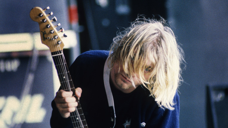 Kurt Cobain performing in 1991