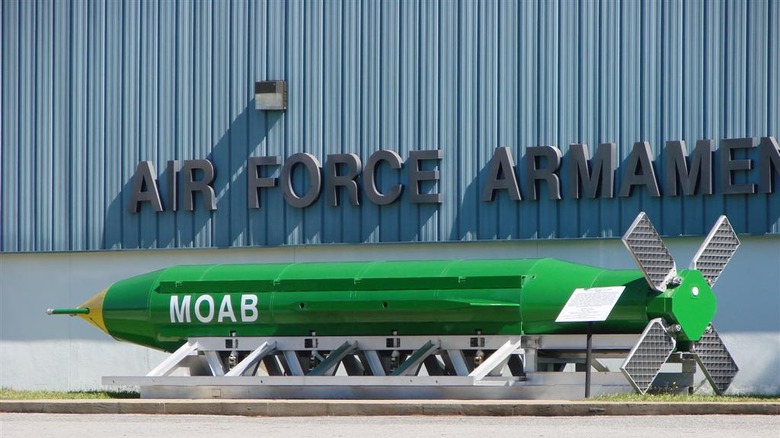 green MOAB bomb by airforce building