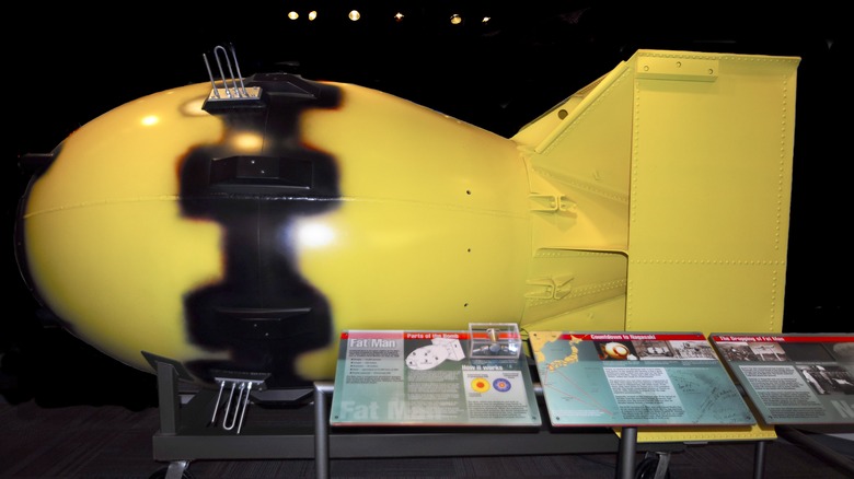 replica of the fat man nuclear bomb