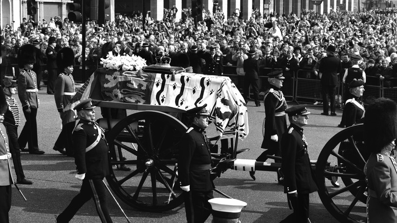 The queen mother's funeral procession in 2002