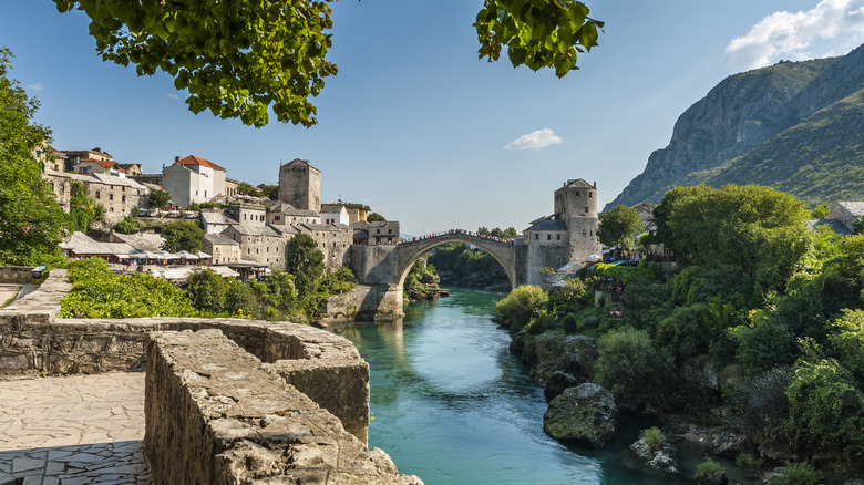 the Neretva River runs through Mostar, Bosnia