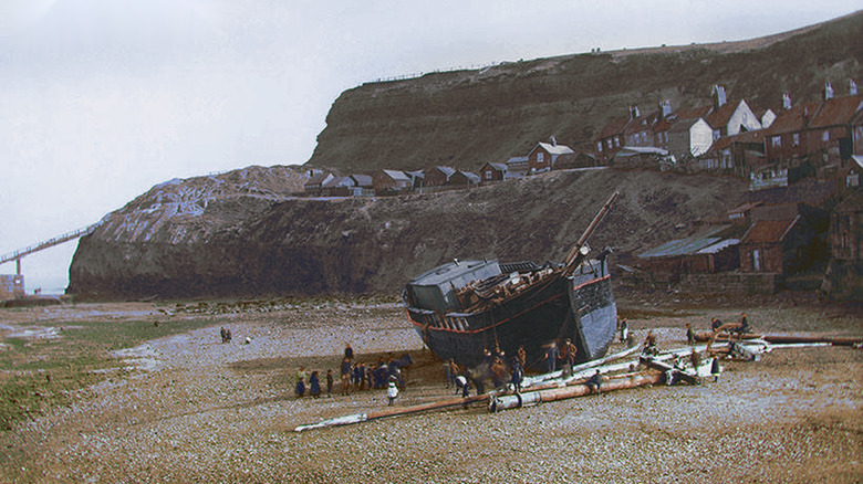 The Dmitry lies on the Whitby shore