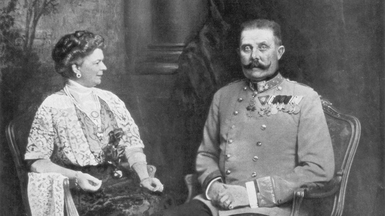 Archduke Franz Ferdinand sitting formally with his wife