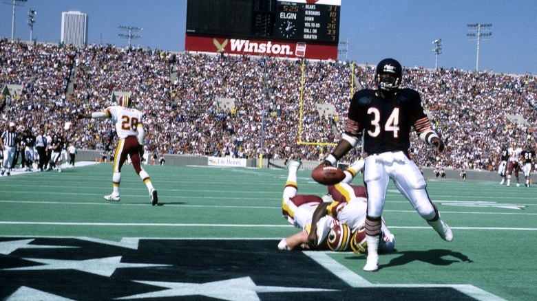 Walter Payton standing in end zone