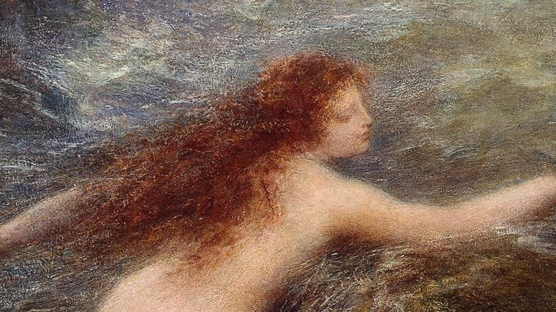 Naiad swimming in a lake