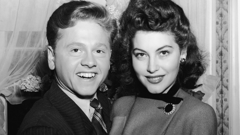 Mickey Rooney Ava Gardner posing together smiling