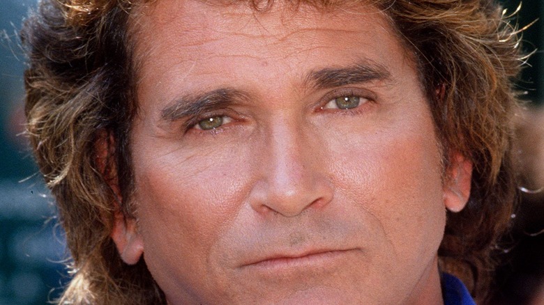 Michael Landon looking serious