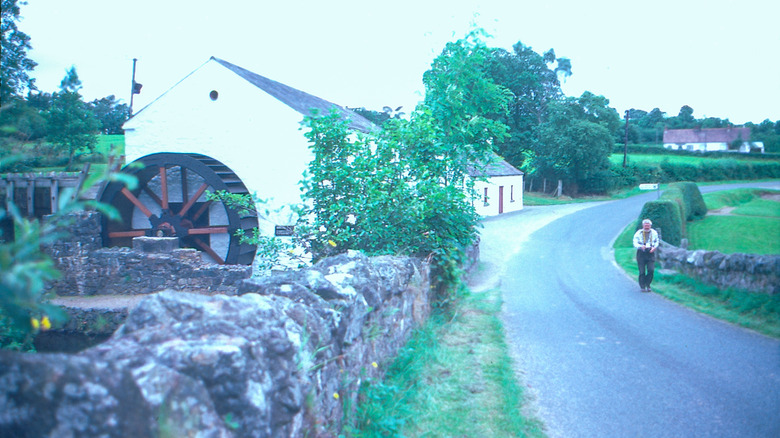 Road and building in Cookstown, Northern Ireland in the 1980s