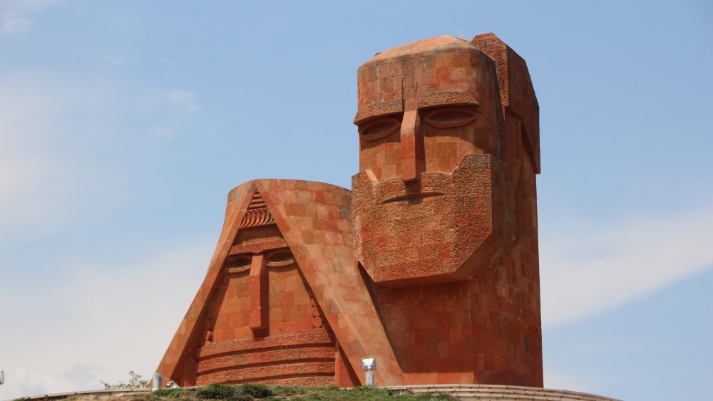 "We are our mountains" monument of Sargis Baghdasaryan in Stepanakert, also known as TatikPapik (Grandma-Grandpa)