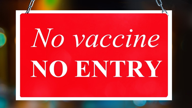 No vax, no entry sign