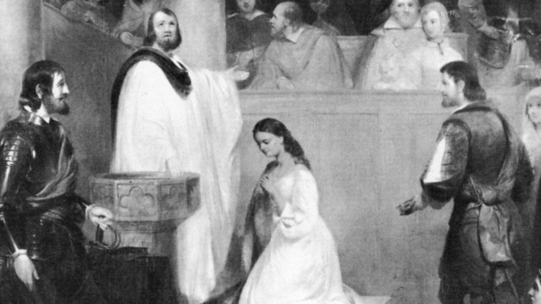 sketch of Pocahontas' baptism