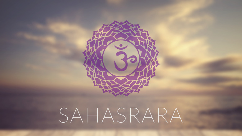 Symbol of Sahasrara on cloudy sky