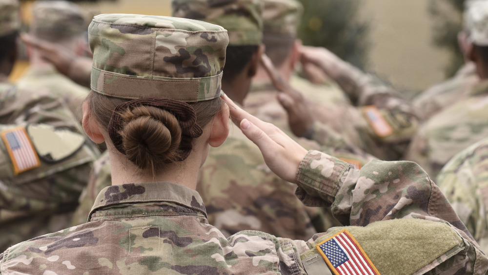 Woman saluting 